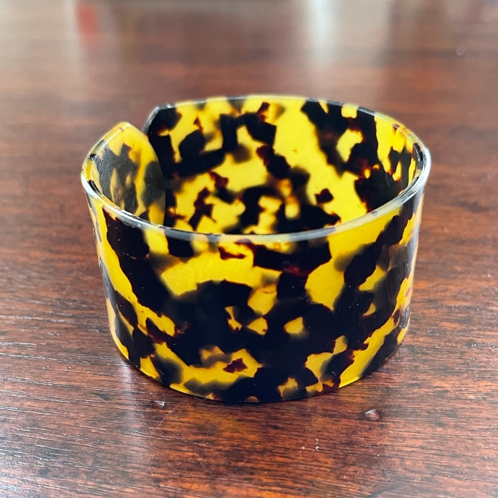 Tortoise Shell Cellulose Acetate Wide Cuff Bracel… - image 7